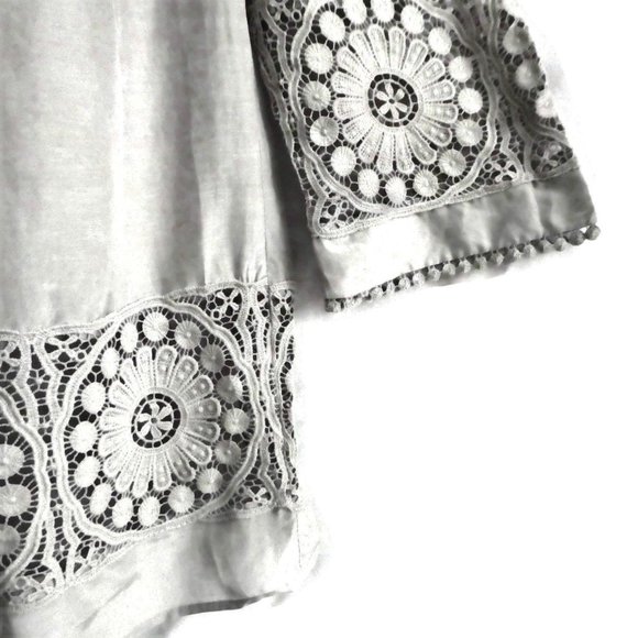 Daniel Rainn Boho Blouse Grey Inset Lace Cotton SiLK Cami Liner S - Picture 2 of 14